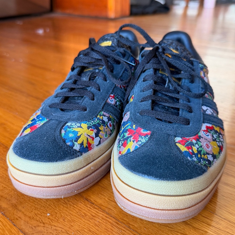 Adidas Gazelle Bold x Liberty London Floral Embroidery sneaker black size 6.5 - Picture 8 of 9